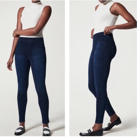 SPANX‎ Jean-ish Ankle Leggings Women's LARGE Stretch Pull-On Pants 20018R - Picture 1 of 13
